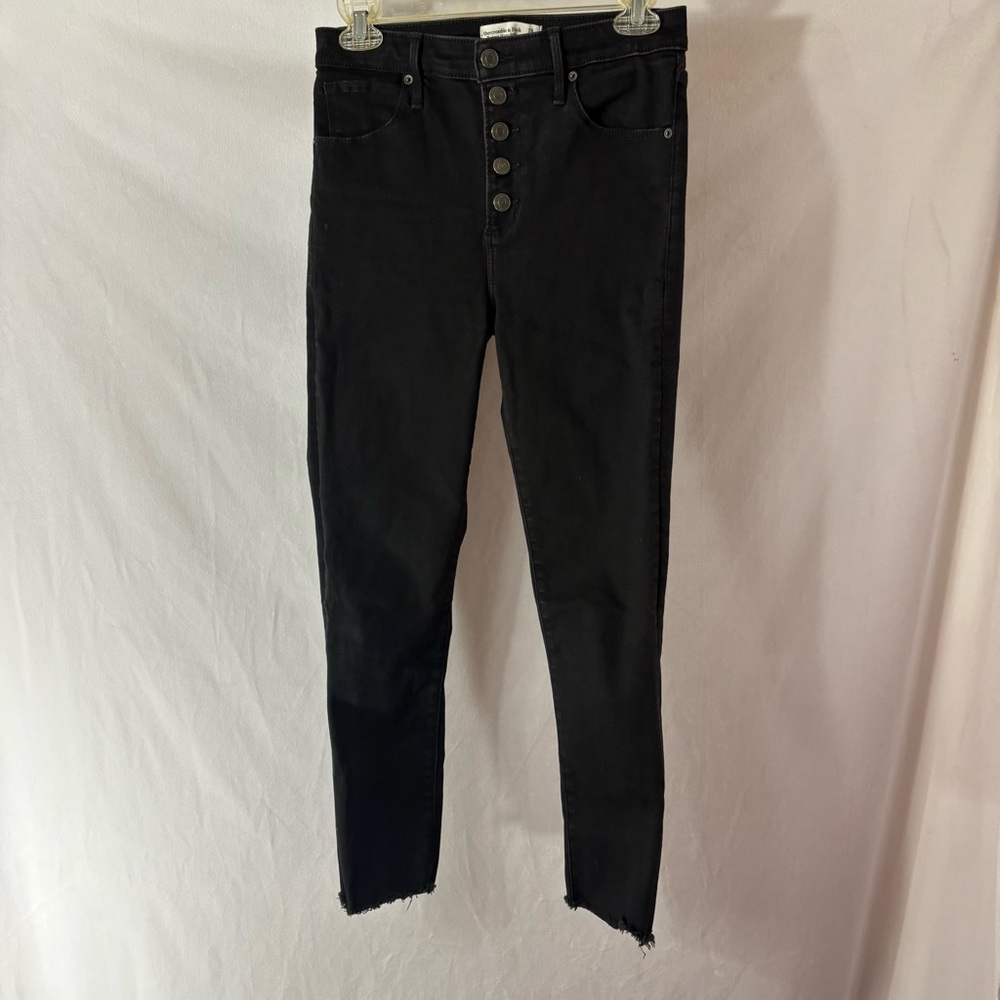 Abercrombie & Fitch Black High-Rise Button-Fly Skinny Jeans